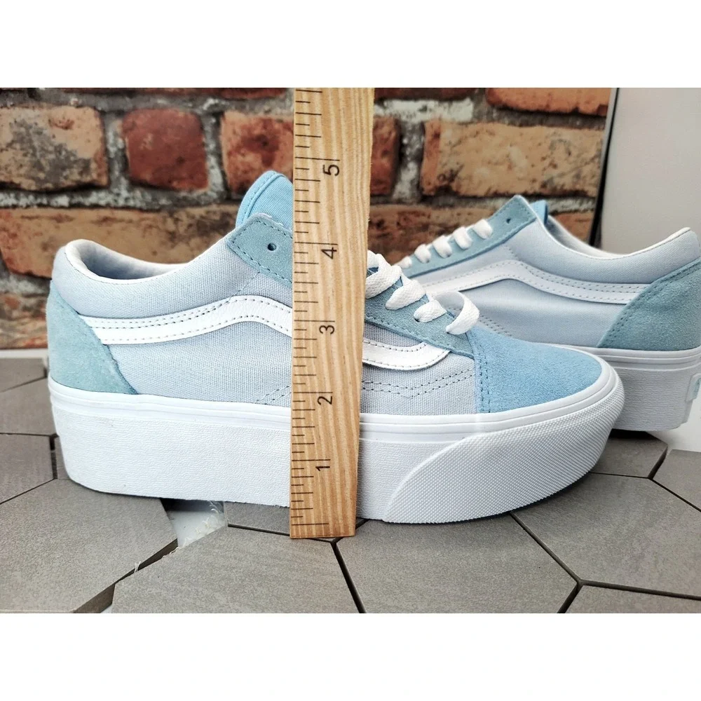 VANS Old Stack Platform Lift Shoes Blue White Stackform Women's 5 / Girls GS 3.5